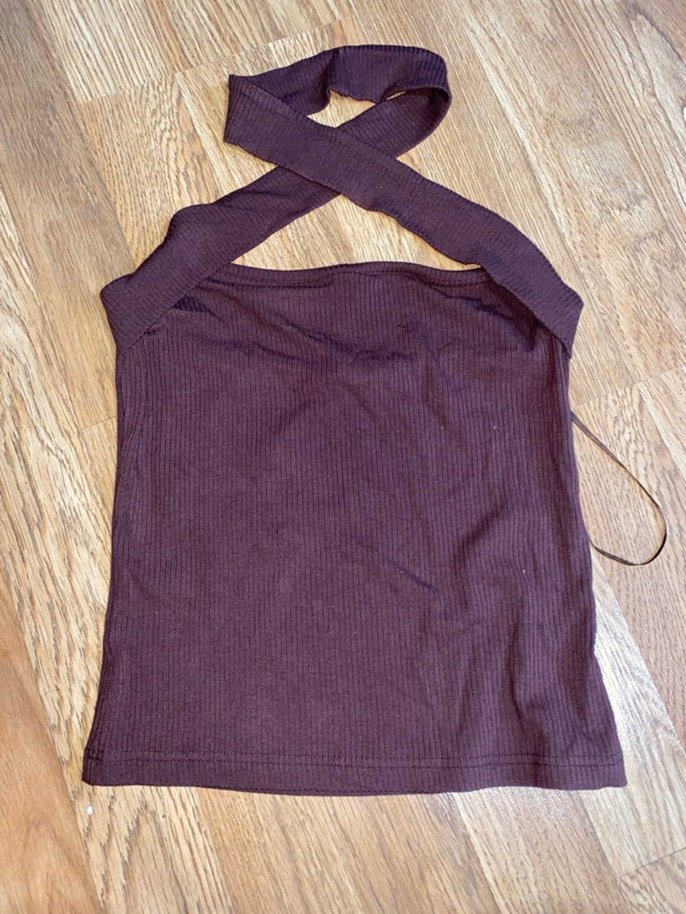 Cotton Candy Brown Ribbed Halter Camisole